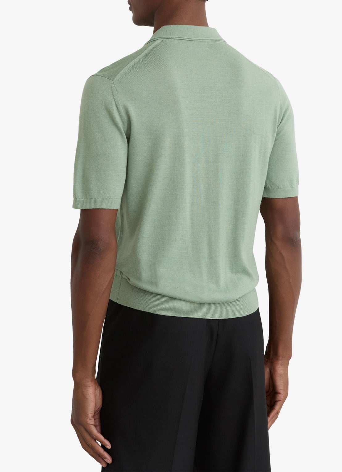 Reiss Duchie regular fit polo van merino wol - achterkant 4 lichtgroen