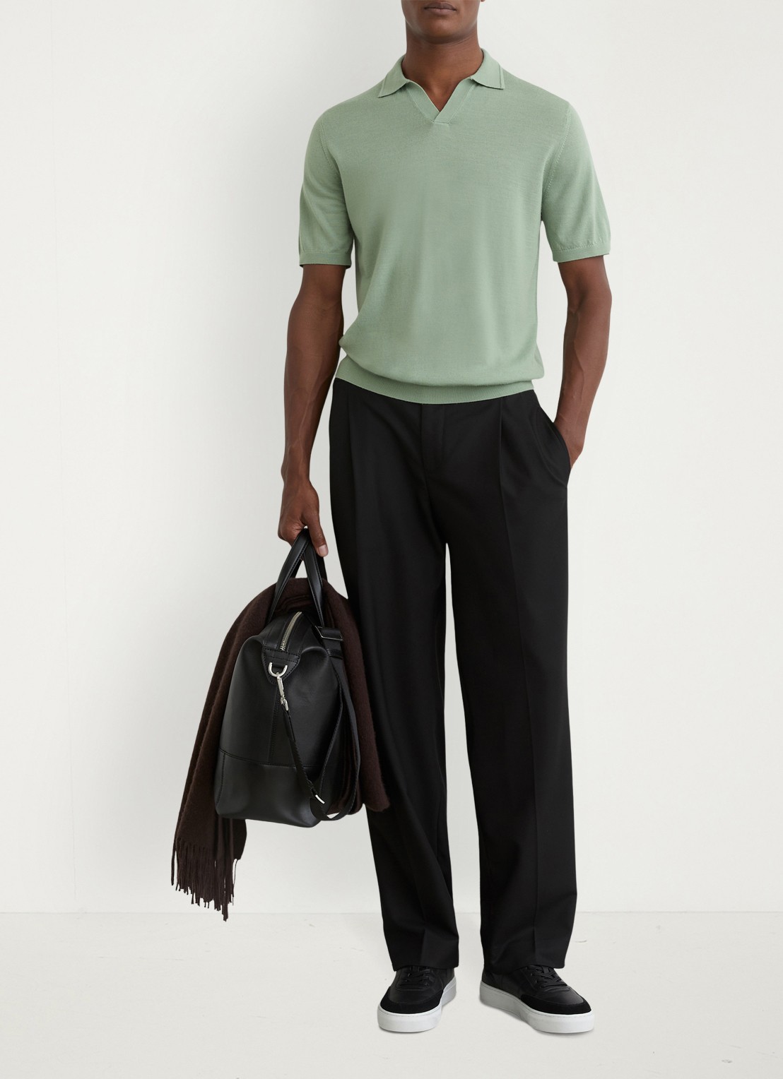 Reiss Duchie regular fit polo van merino wol - voorkant 6 lichtgroen