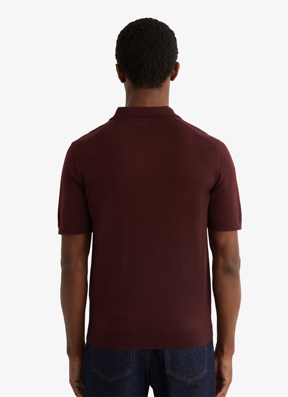 Reiss Duchie regular fit polo van merino wol - achterkant 2 rood