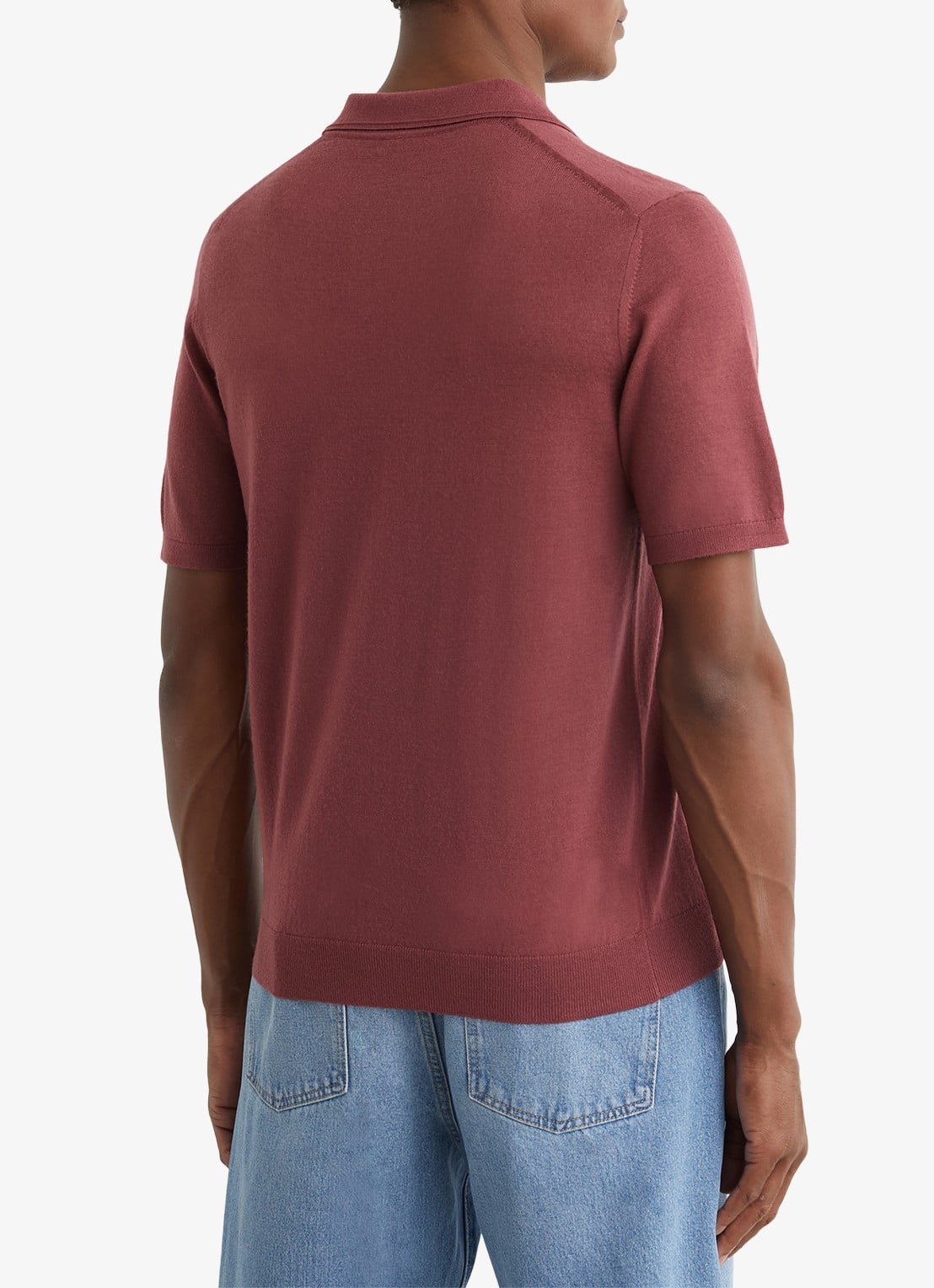 Reiss Duchie regular fit polo van merino wol - achterkant roze