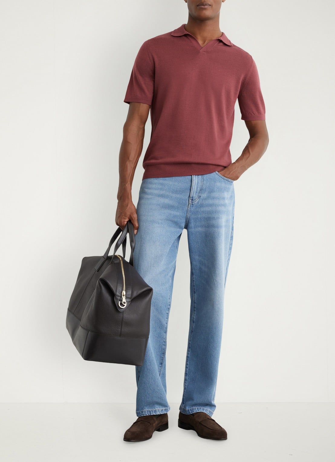 Reiss Duchie regular fit polo van merino wol - voorkant 6 roze