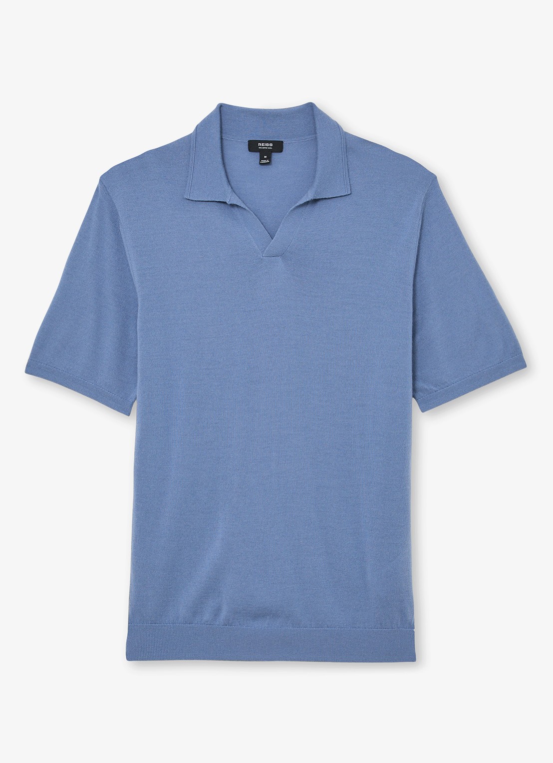 Reiss Duchie regular fit polo van merino wol - voorkant 5 lichtblauw