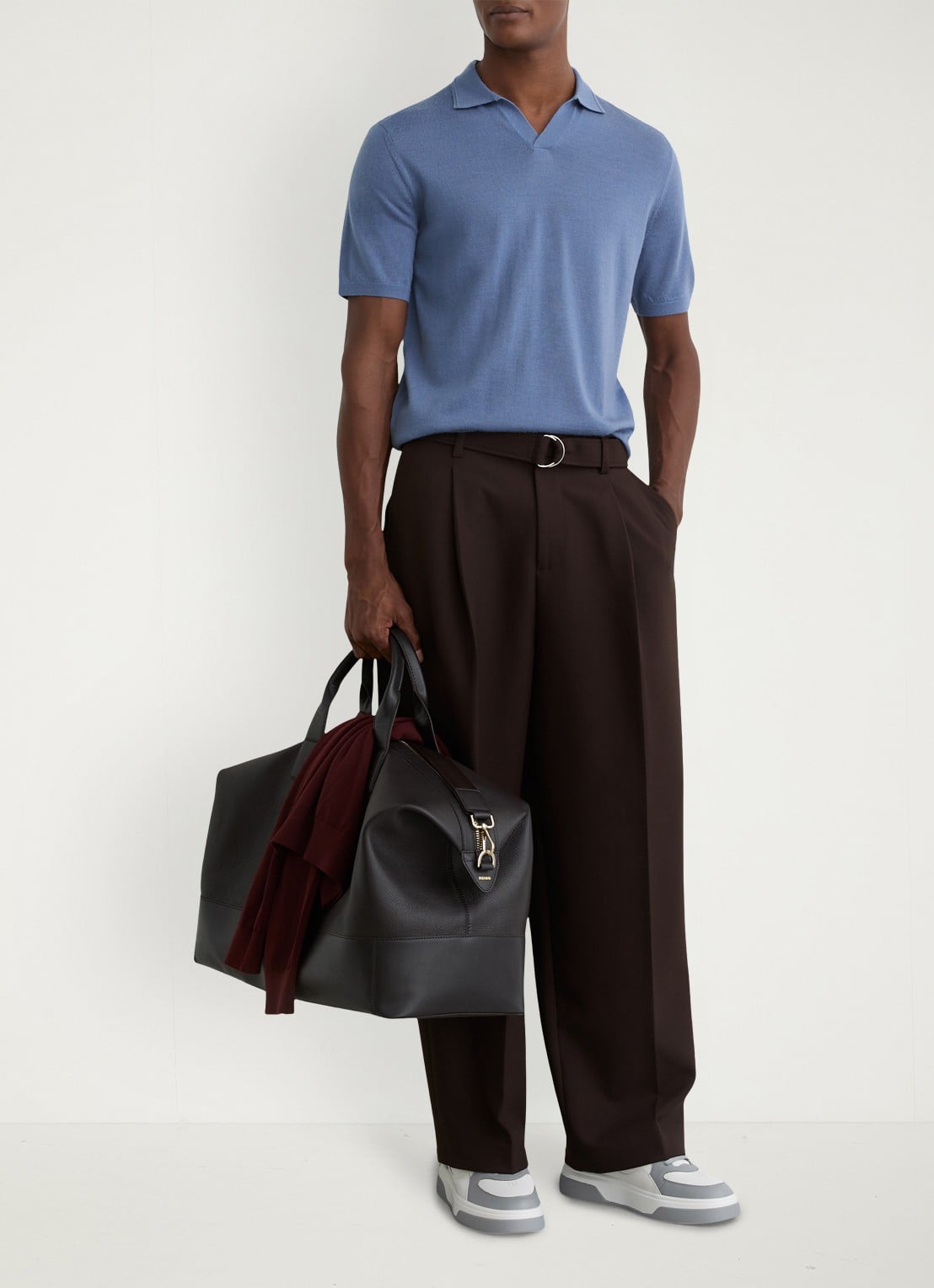 Reiss Duchie regular fit polo van merino wol - voorkant 6 lichtblauw