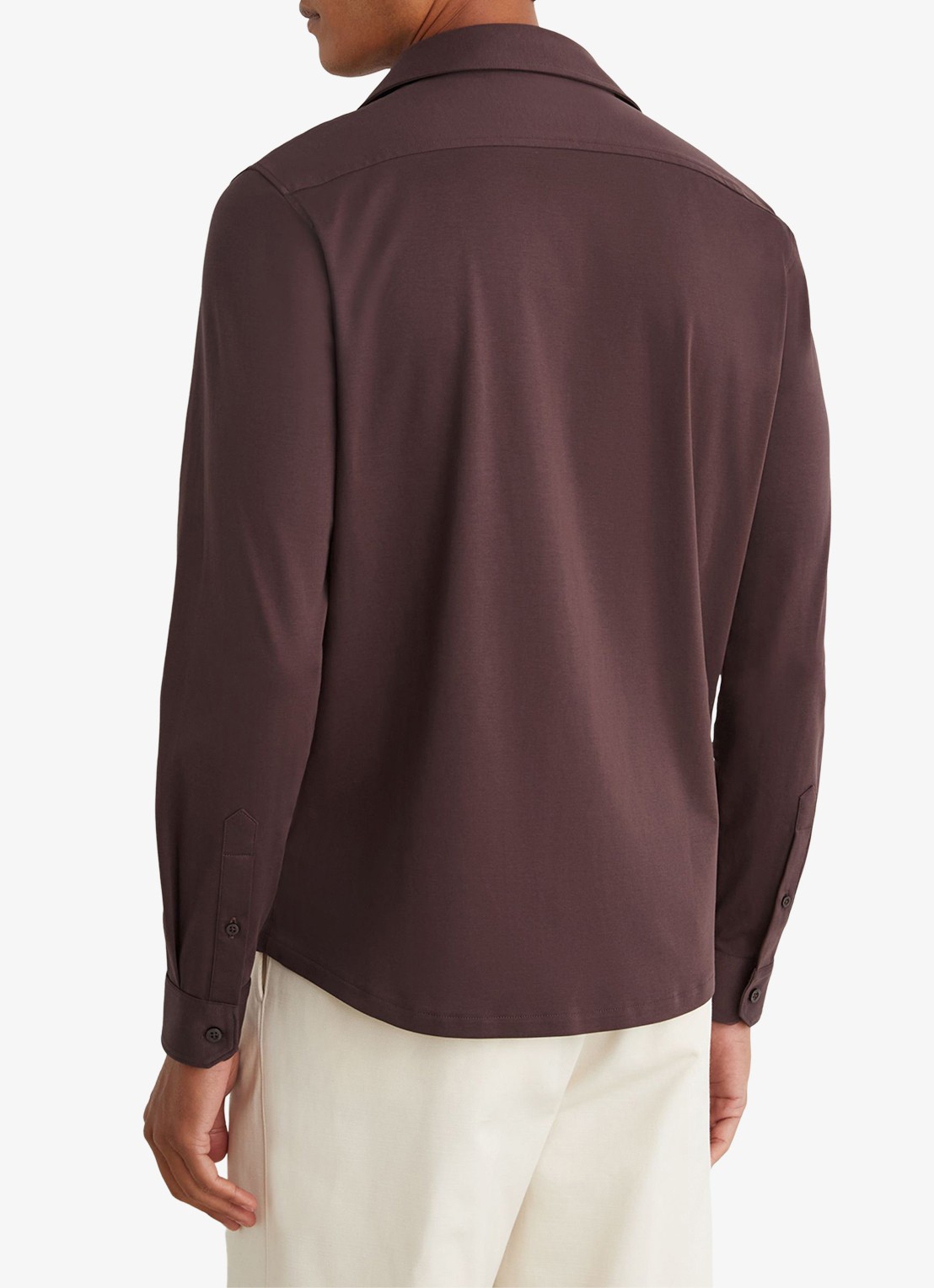 Reiss DUKE Air-Water Cotton Slim-Fit Shirt - achterkant cranberryrood