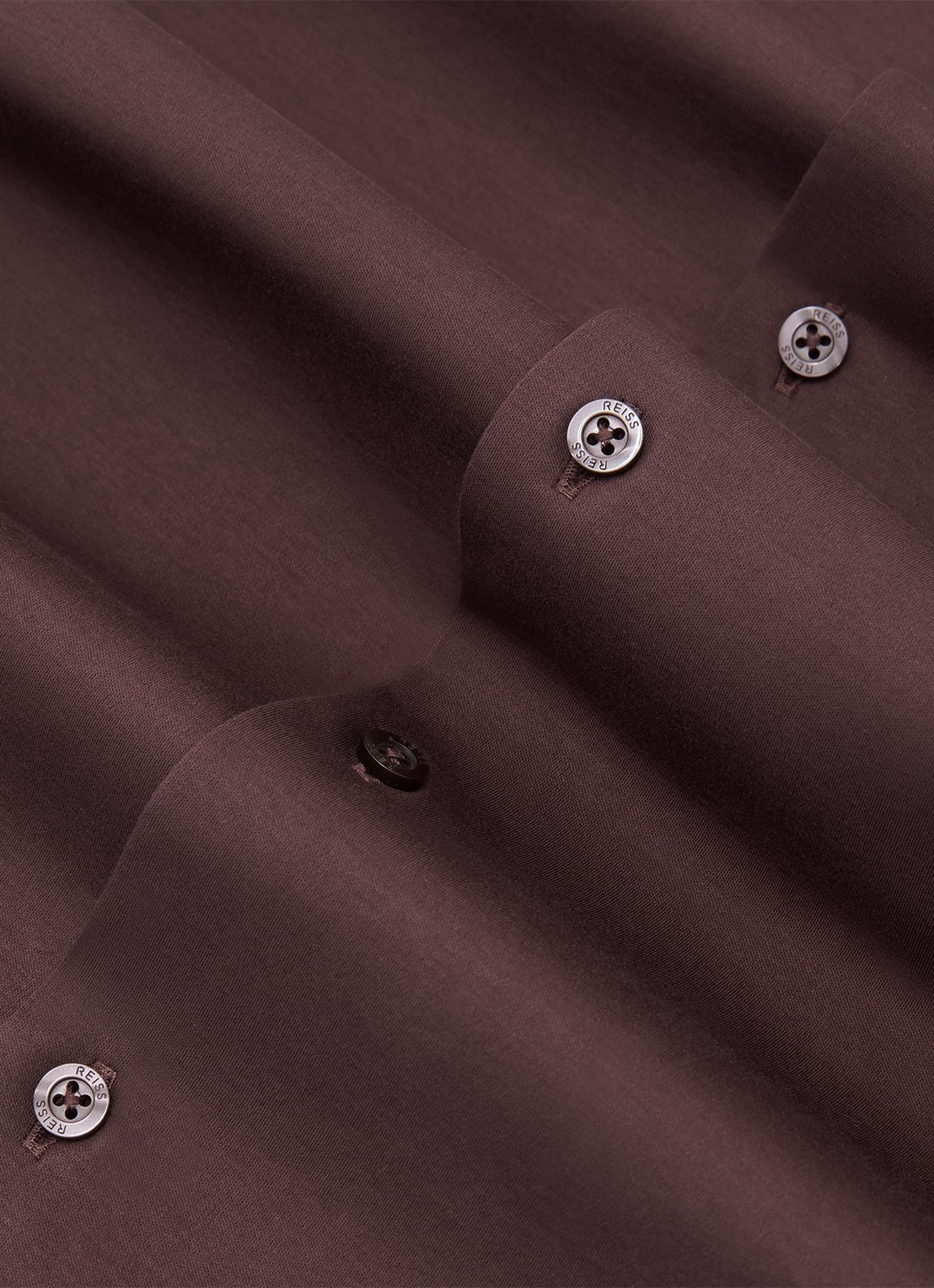 Reiss DUKE Air-Water Cotton Slim-Fit Shirt - detail 5 cranberryrood