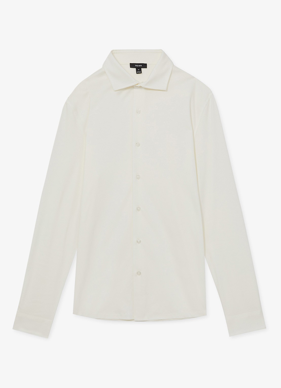 Reiss Duke slim fit overhemd van jersey - voorkant creme