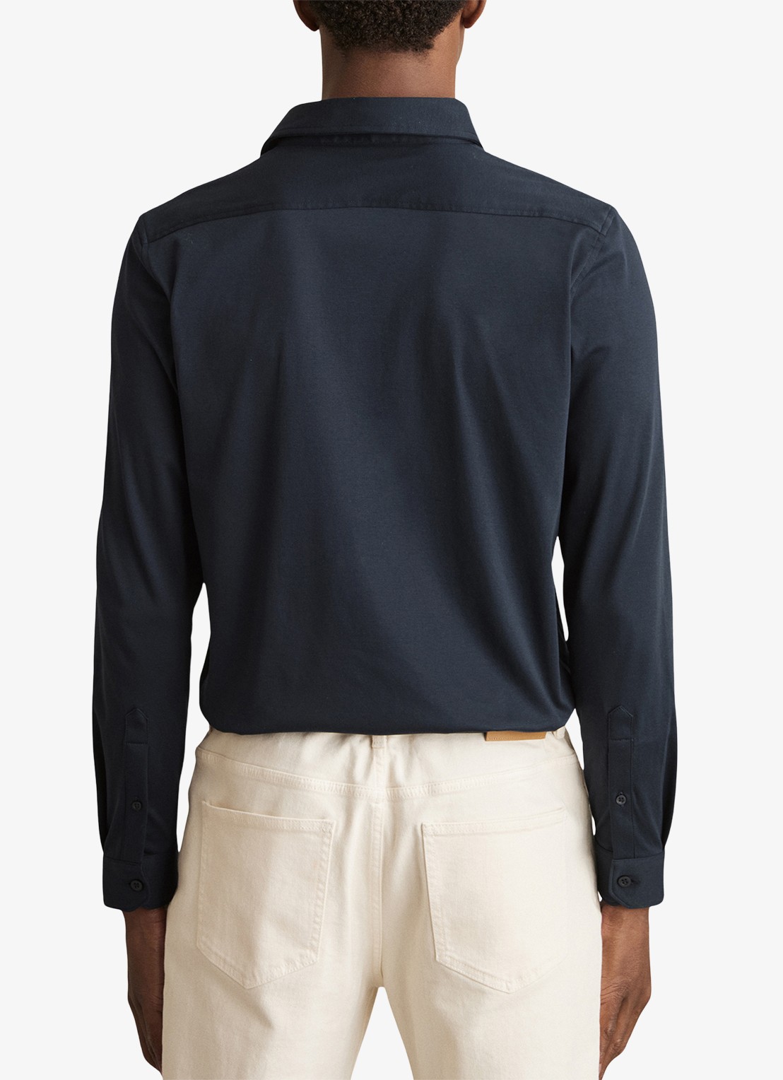Reiss Duke slim fit overhemd van jersey - achterkant 5 donkerblauw