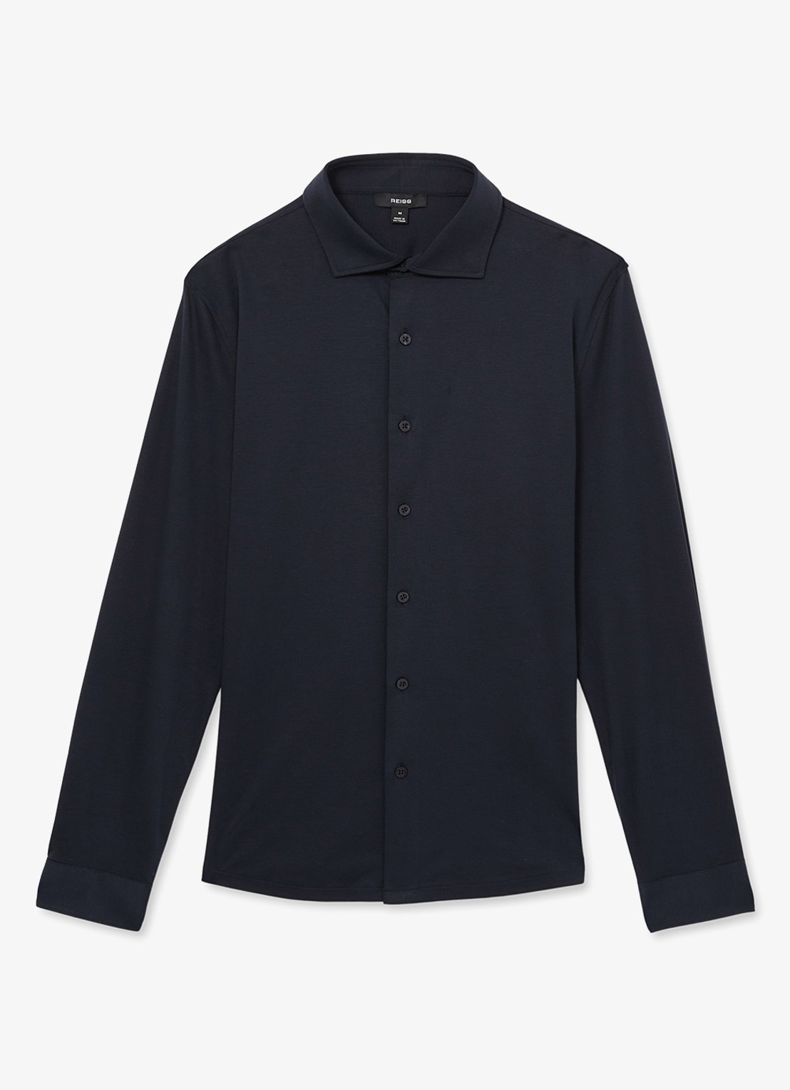 Reiss Duke slim fit overhemd van jersey - voorkant donkerblauw