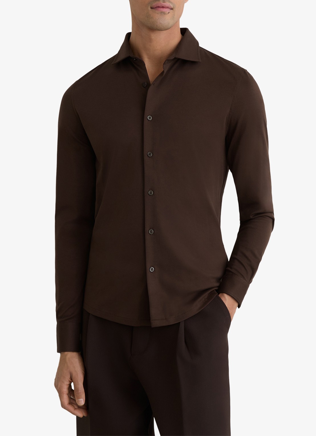 Reiss Duke slim fit overhemd - detail 4 brown / bruin