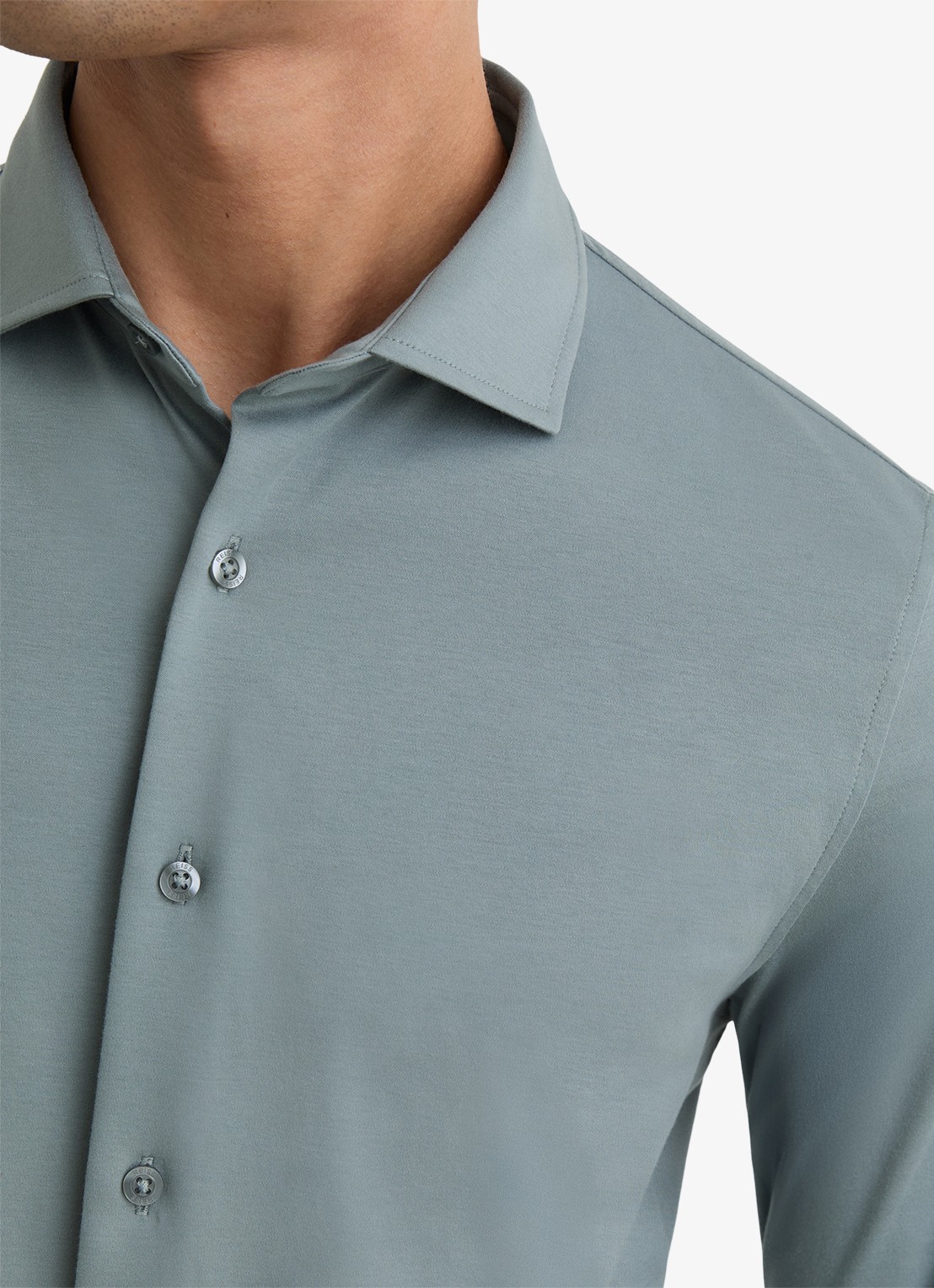 Reiss Duke slim fit overhemd - detail 4 steel blue / blauw