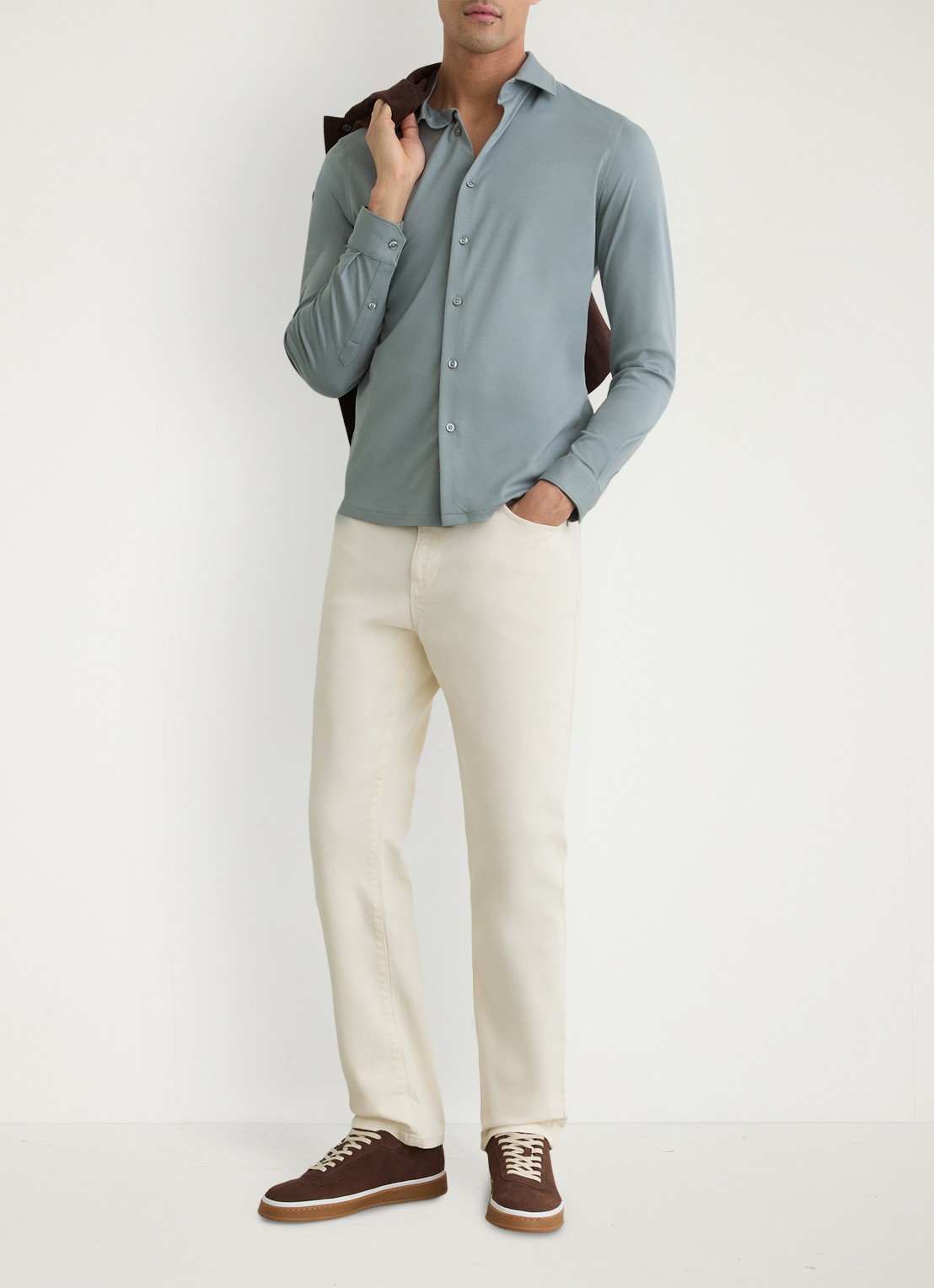 Reiss Duke slim fit overhemd - voorkant steel blue / blauw