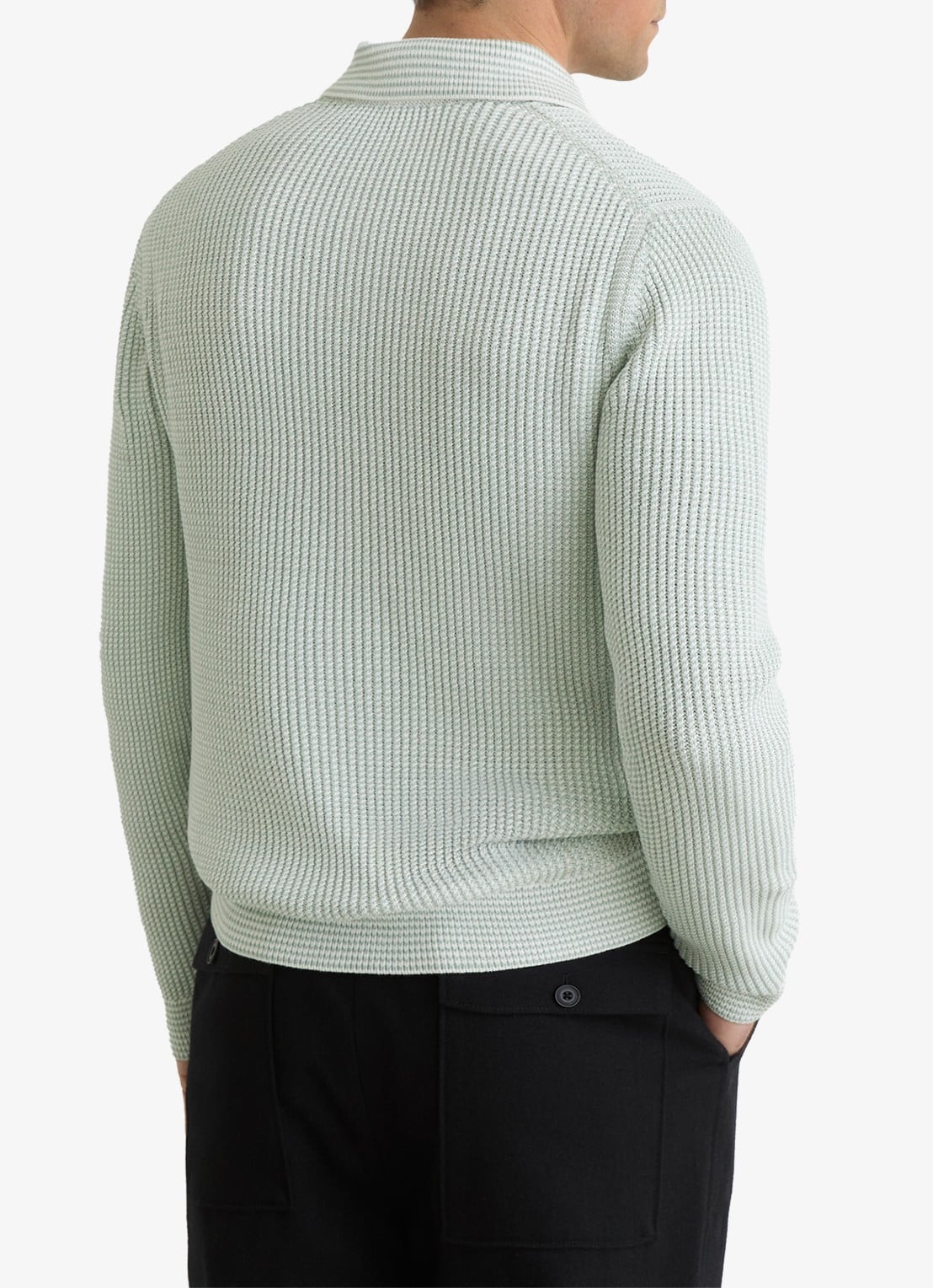 Reiss Dunbar gebreide polo met ribstructuur - achterkant 4 lindegroen