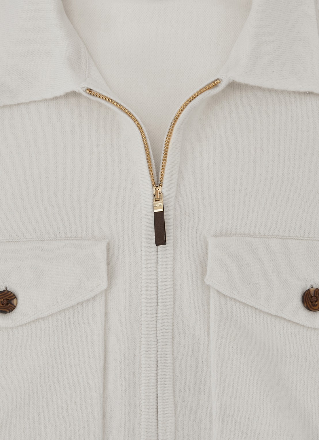 Reiss Dunstall fijngebreid vest van wol met opgestikte zakken - detail 6 wit
