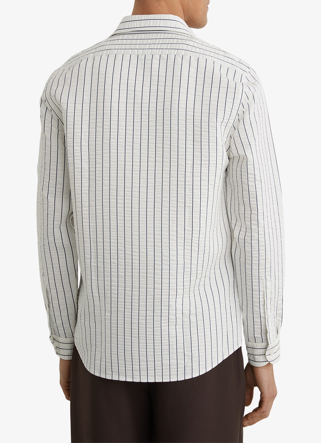 Reiss Dupree regular fit overhemd met streepprint en borstzak - achterkant 7 wit