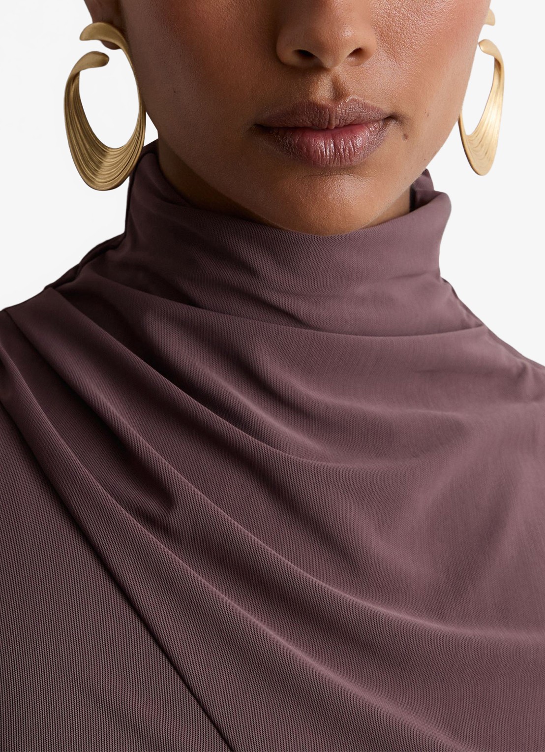 Reiss Dylan midi jurk met split - detail 4 bruin