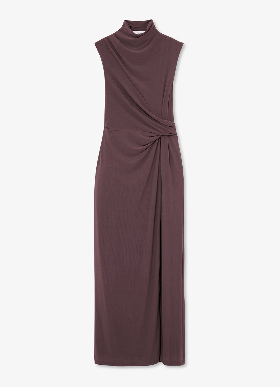 Reiss Dylan midi jurk met split - voorkant 6 bruin