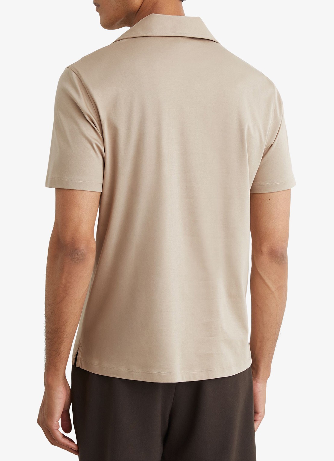 Reiss Earl regular fit polo met gemêleerd dessin - achterkant beige