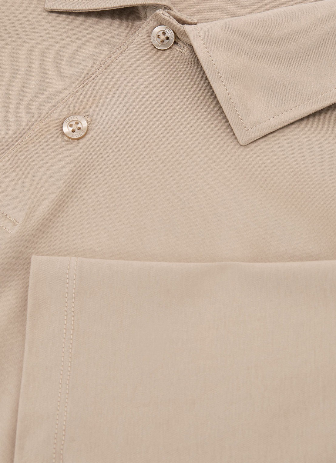 Reiss Earl regular fit polo met gemêleerd dessin - detail 3 beige
