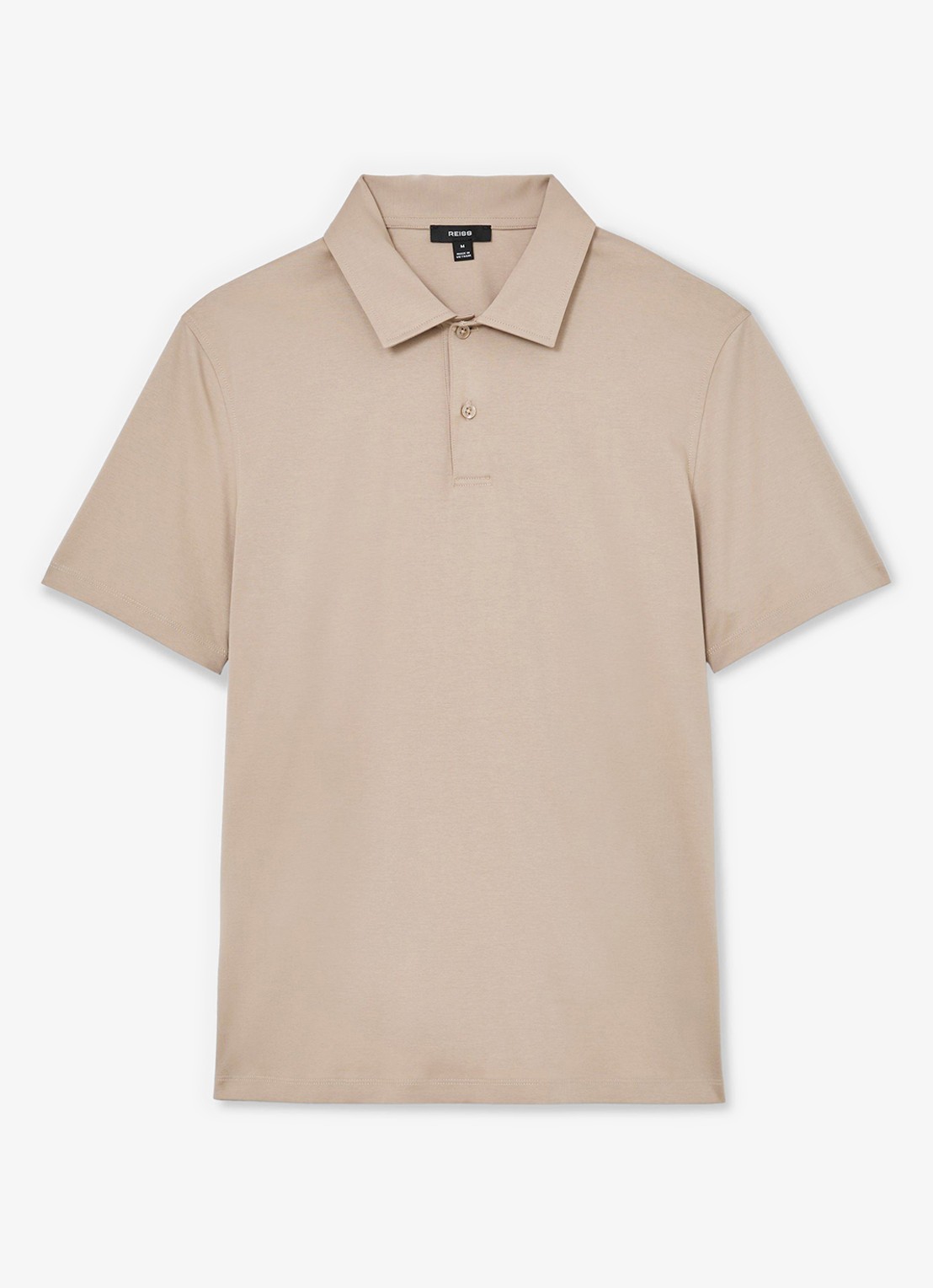 Reiss Earl regular fit polo met gemêleerd dessin - voorkant 2 beige