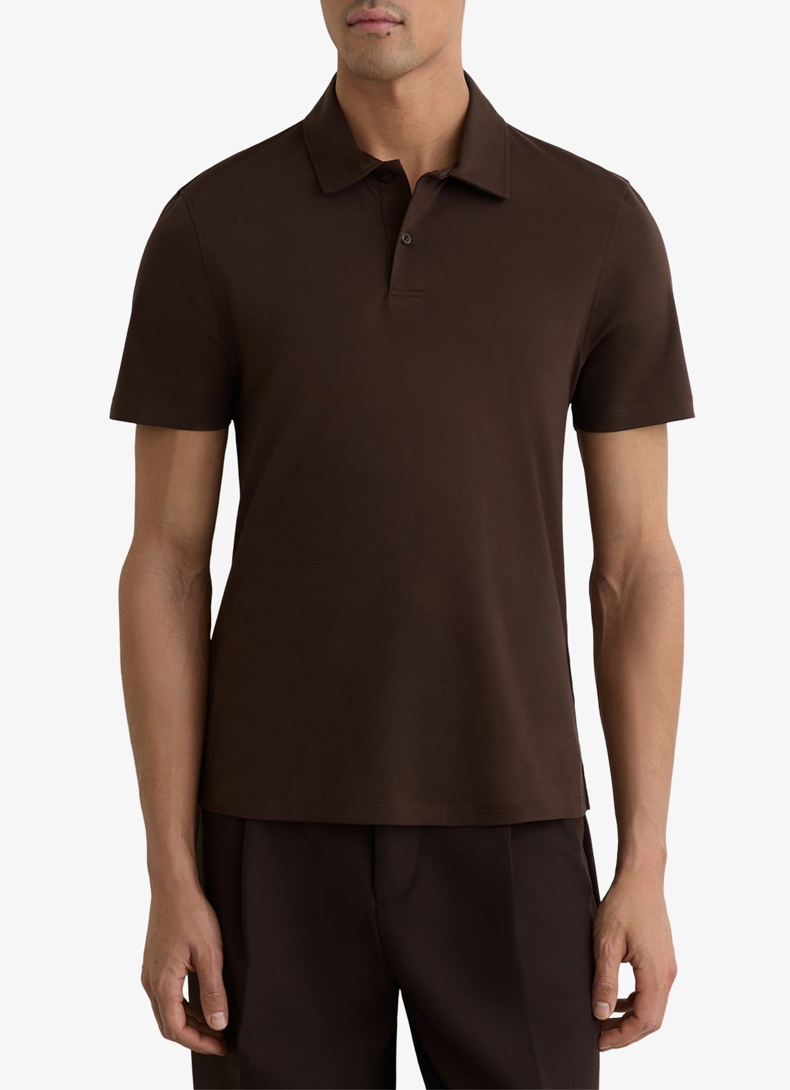 Reiss Earl regular fit polo van katoen - detail 4 brown / bruin