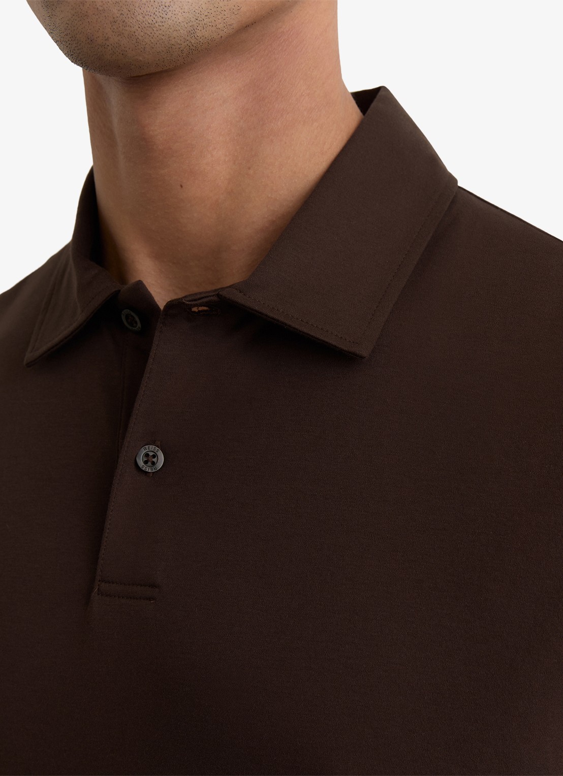 Reiss Earl regular fit polo van katoen - detail 5 brown / bruin