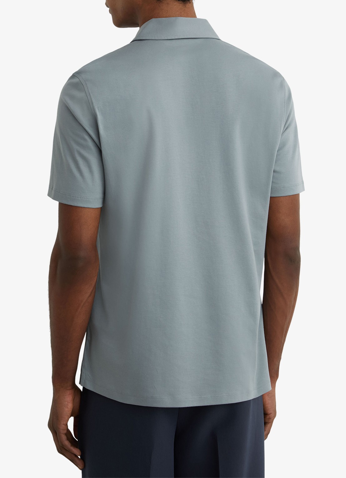 Reiss Earl regular fit polo van katoen - achterkant 4 steel blue / blauw