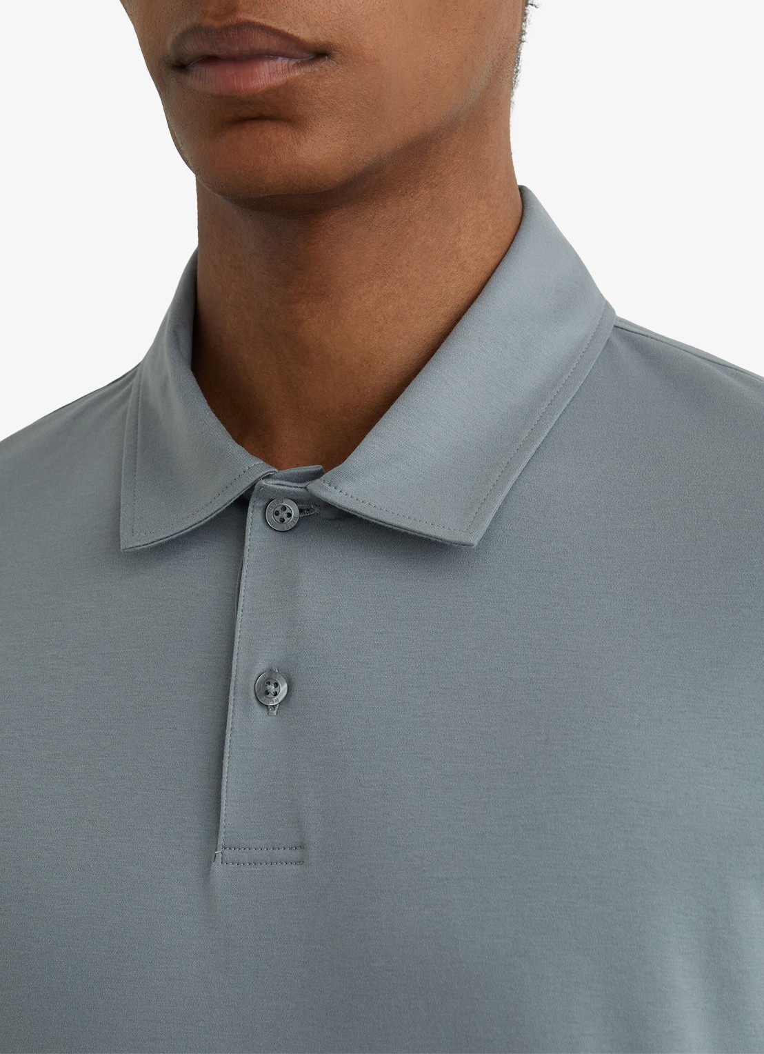 Reiss Earl regular fit polo van katoen - detail 2 steel blue / blauw