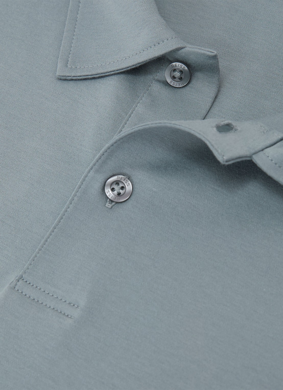 Reiss Earl regular fit polo van katoen - detail 3 steel blue / blauw