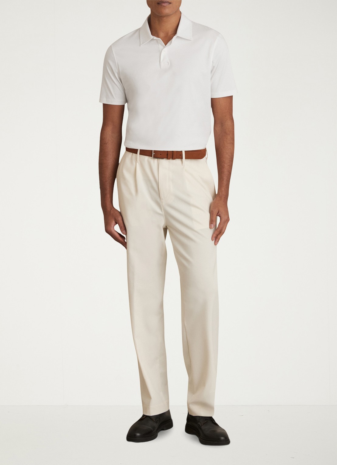 Reiss Earl slim fit polo met stretch - voorkant 3 wit
