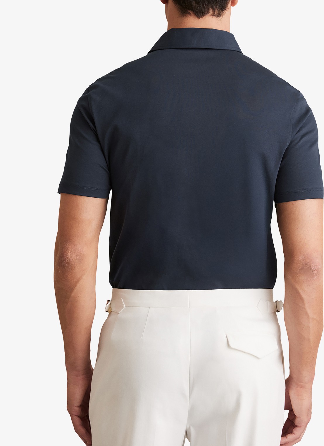 Reiss Earl slim fit polo met stretch - achterkant 3 donkerblauw