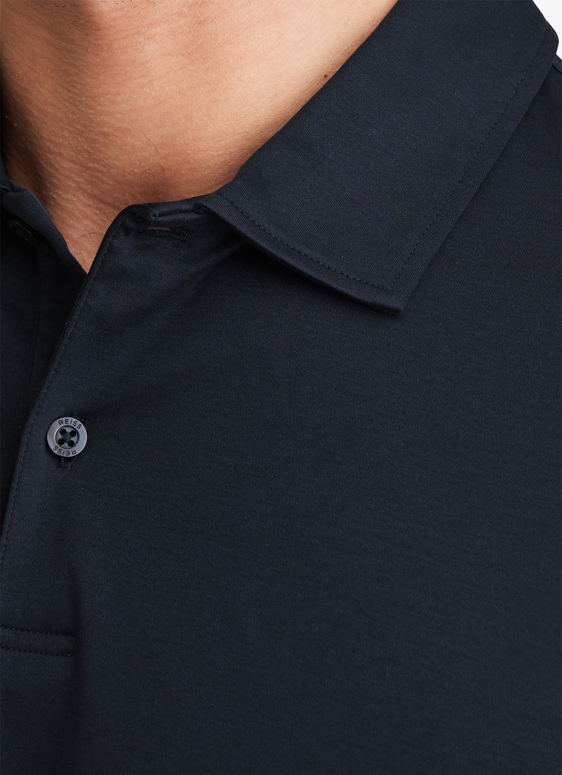 Reiss Earl slim fit polo met stretch - detail 5 donkerblauw