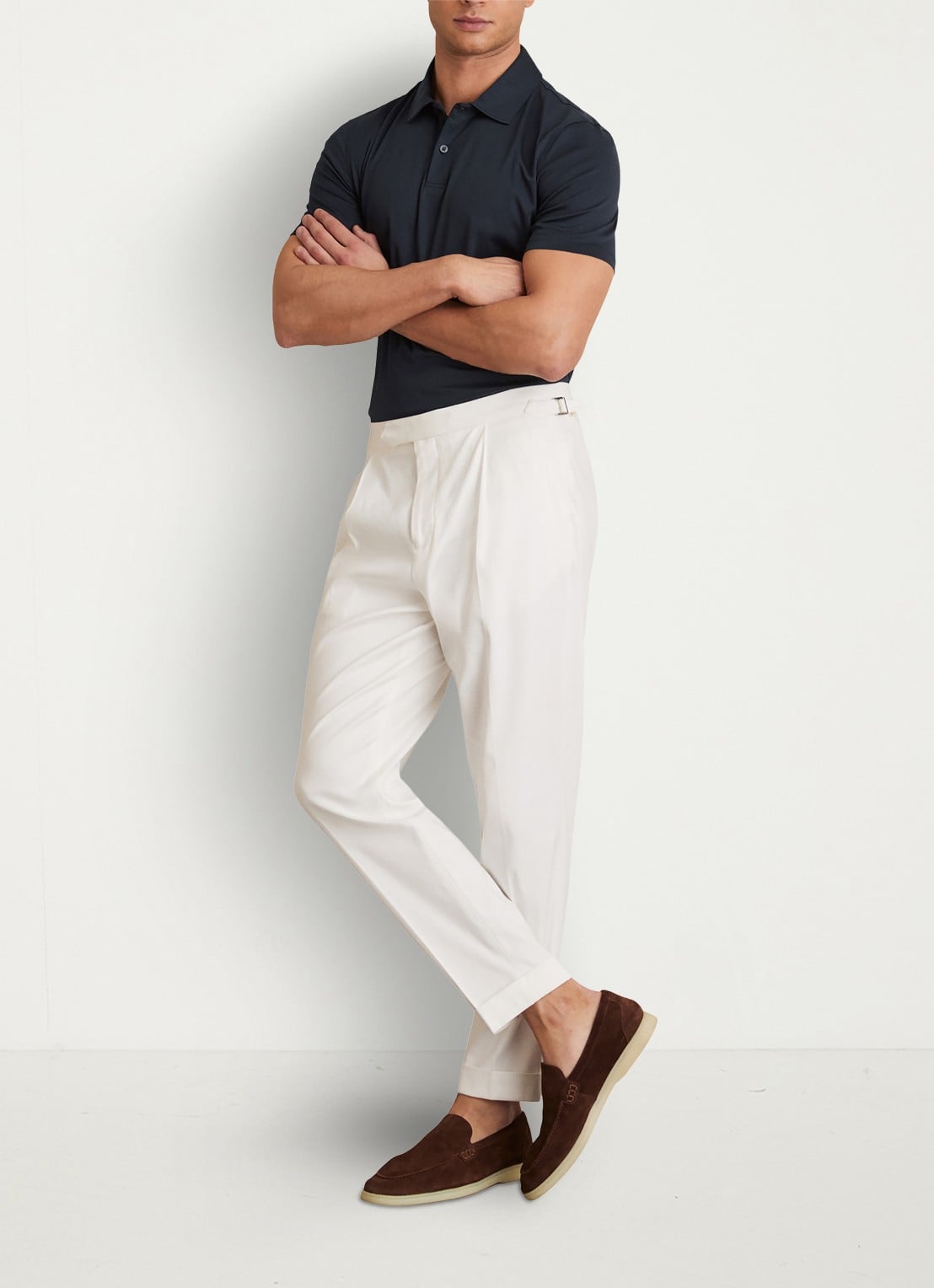 Reiss Earl slim fit polo met stretch - voorkant 2 donkerblauw