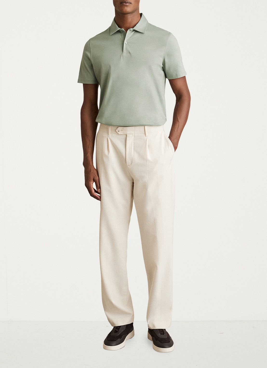 Reiss Earl slim fit polo met stretch - voorkant 3 groen