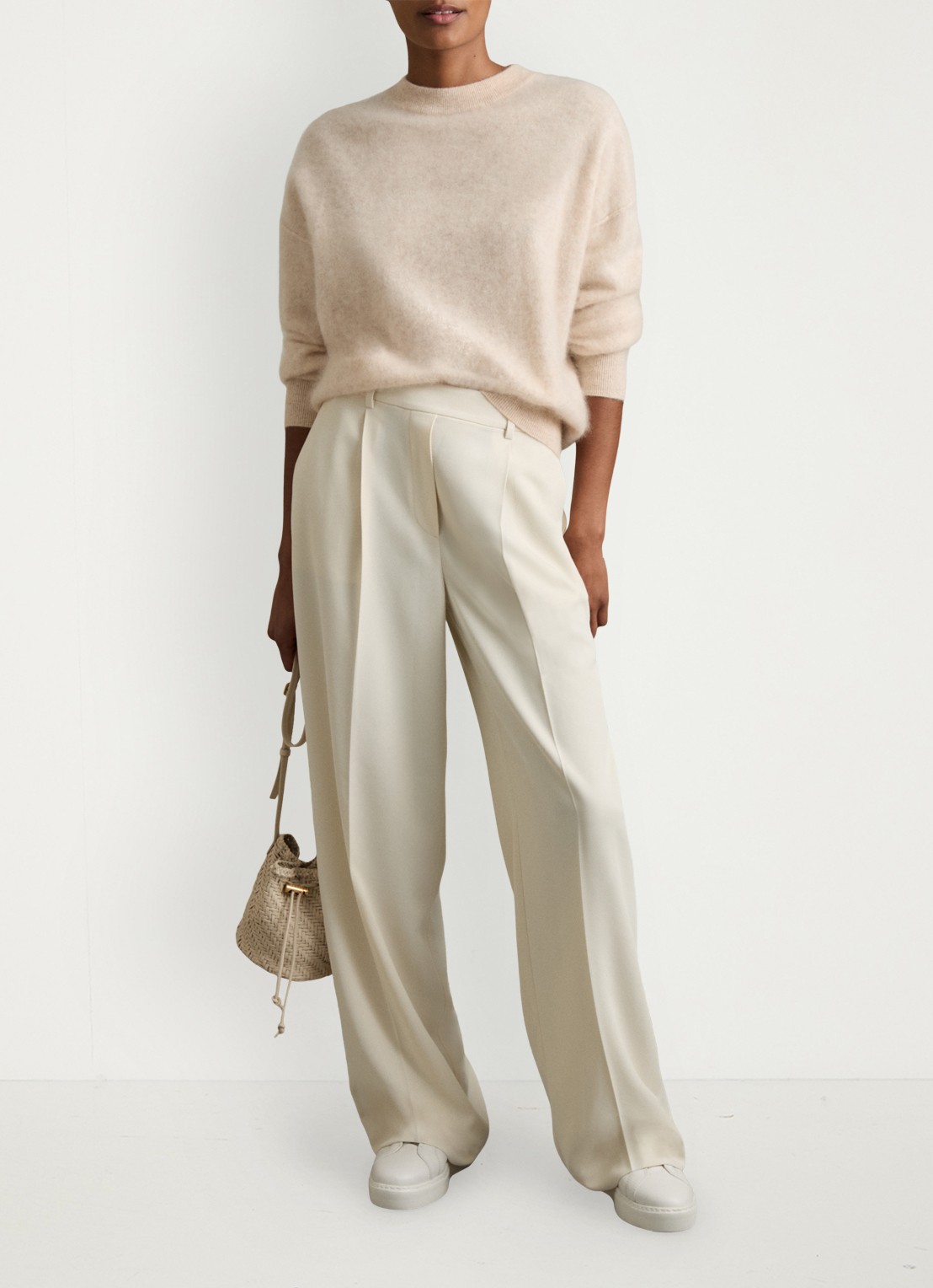 Reiss Eden high waist wide fit pantalon met steekzakken - detail 4 creme