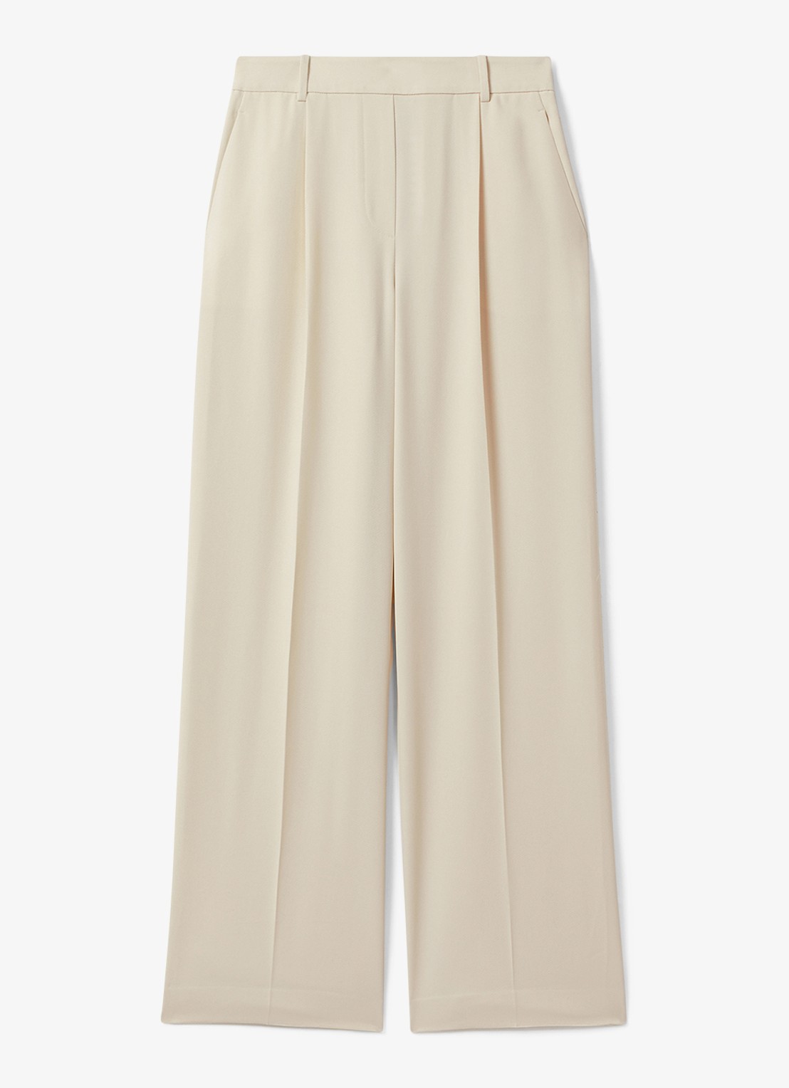 Reiss Eden high waist wide fit pantalon met steekzakken - voorkant 2 creme