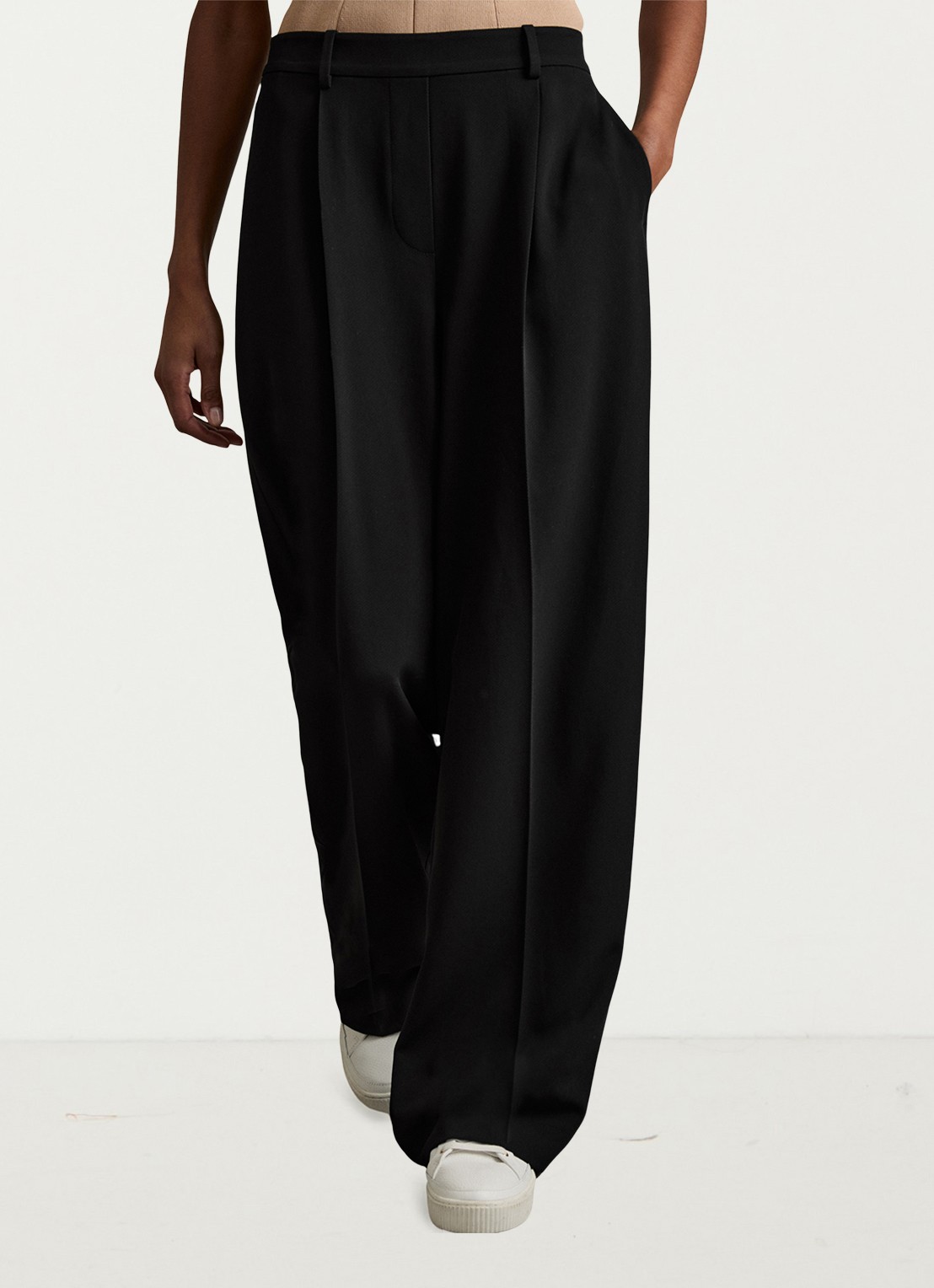 Reiss Eden high waist wide fit pantalon met steekzakken - detail 3 black / zwart