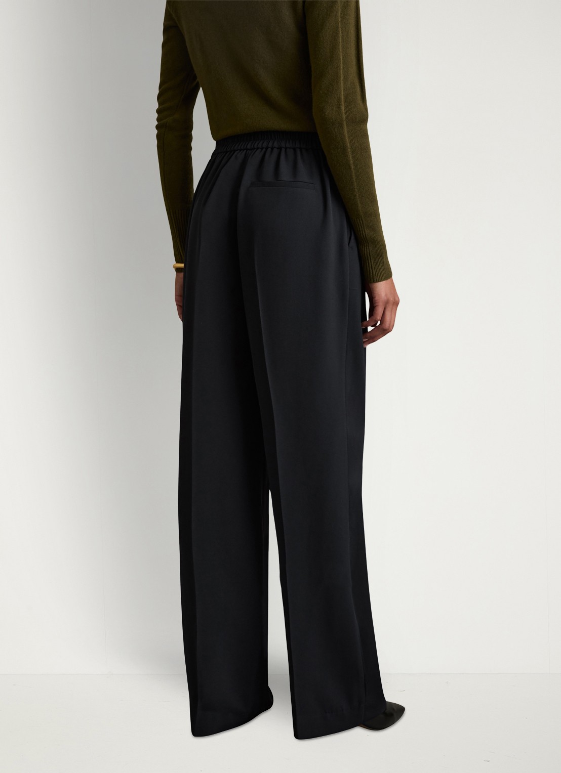 Reiss Eden high waist wide fit pantalon met steekzakken - achterkant 3 blauw