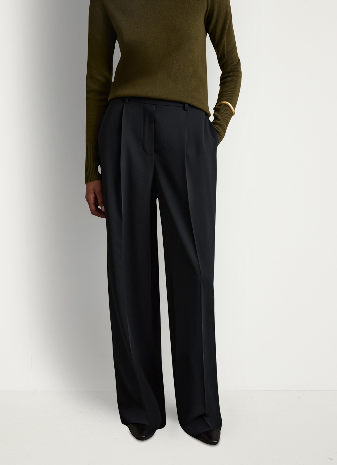 Reiss Eden high waist wide fit pantalon met steekzakken - detail 4 blauw