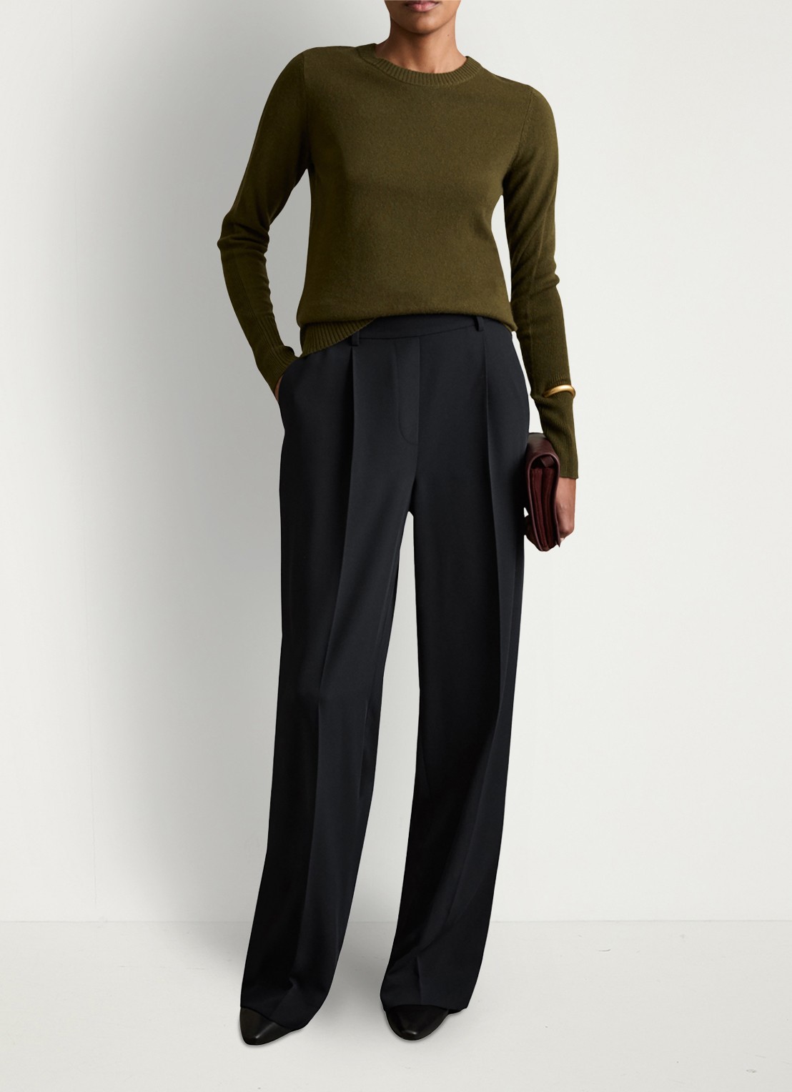 Reiss Eden high waist wide fit pantalon met steekzakken - voorkant 2 blauw