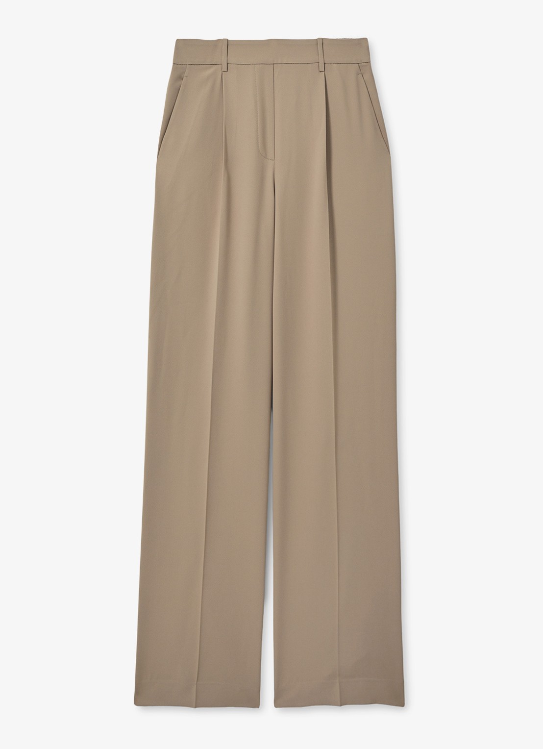 Reiss Eden high waist wide fit pantalon met steekzakken - voorkant 4 naturel
