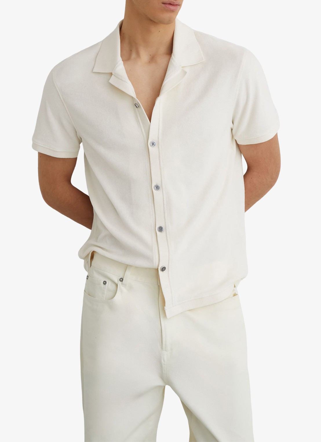 Reiss Eden overhemd van badstof - detail white / wit