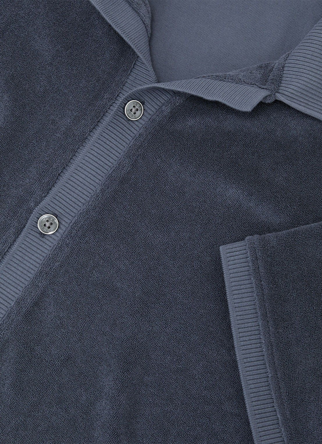 Reiss Eden overhemd van badstof - detail 5 airforce blue / blauw