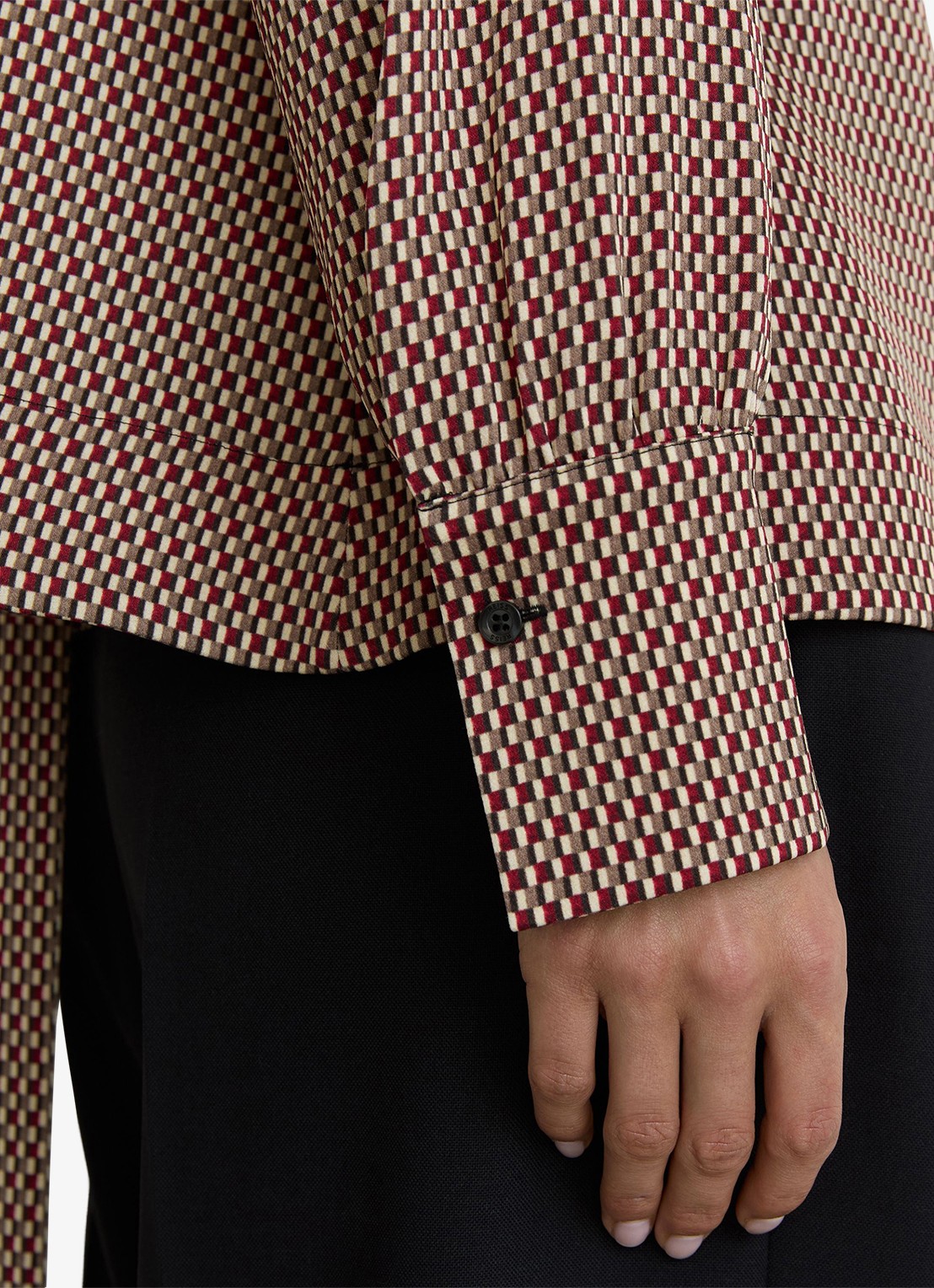 Reiss Eden top met stippenprint en sjaalkraag  - detail 6 bruin