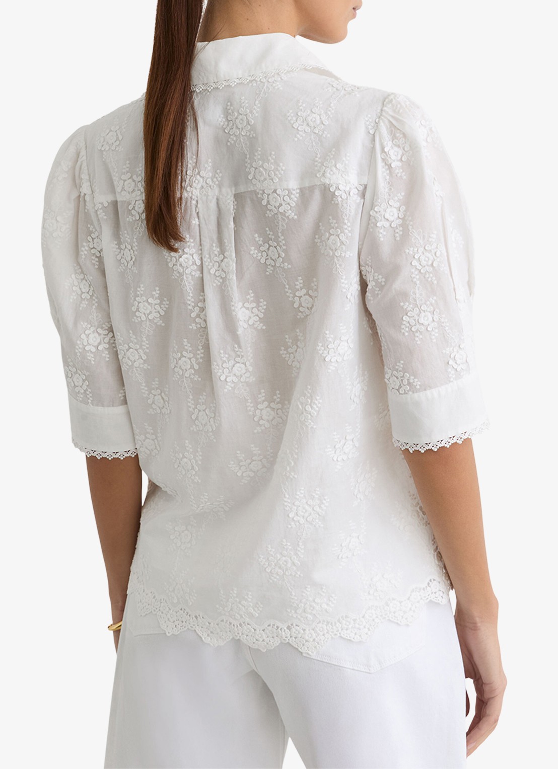 Reiss Edwina blouse met bloemborduring - achterkant wit