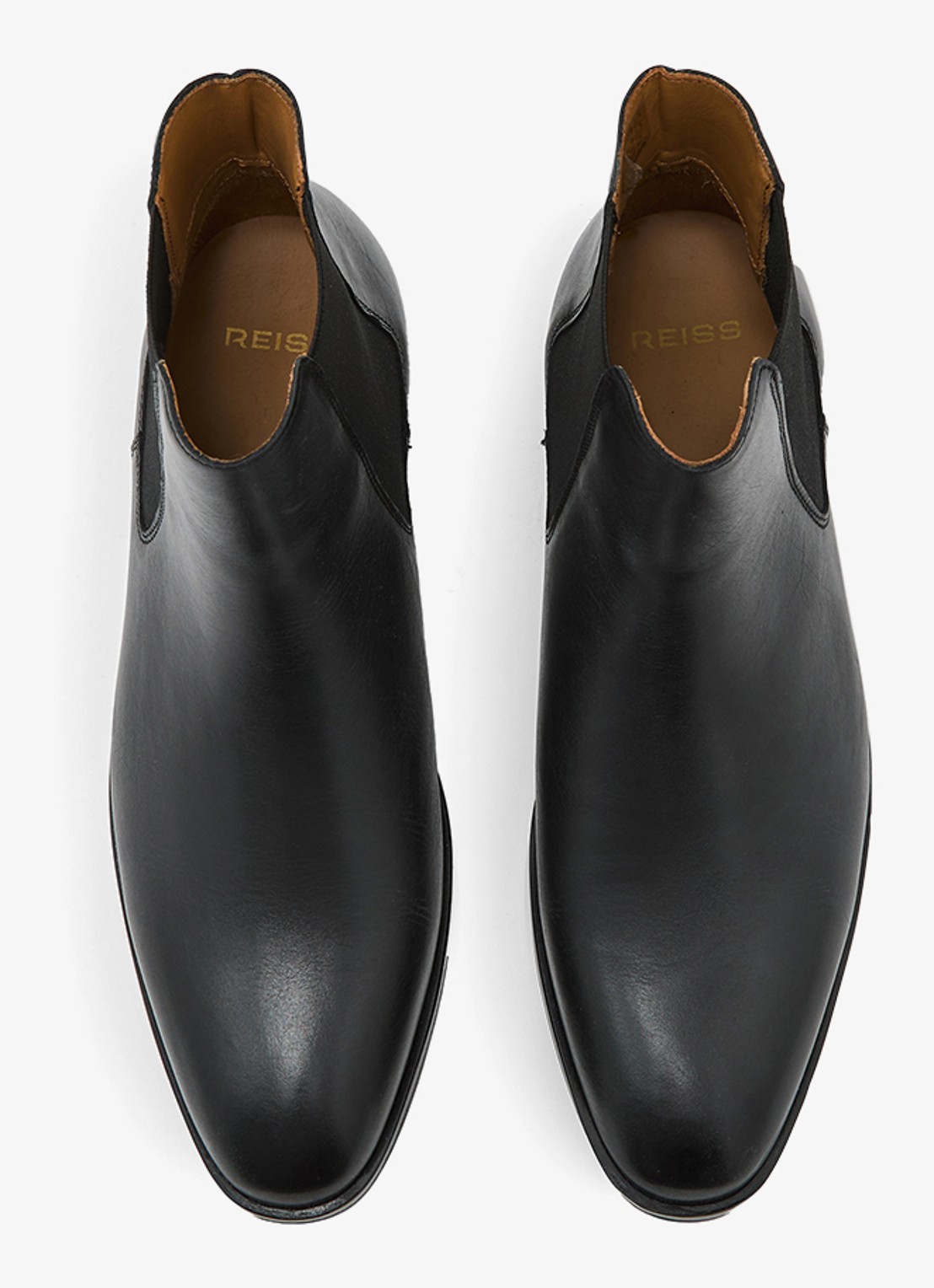 Reiss Elba chelsea boot van leer - detail black / zwart