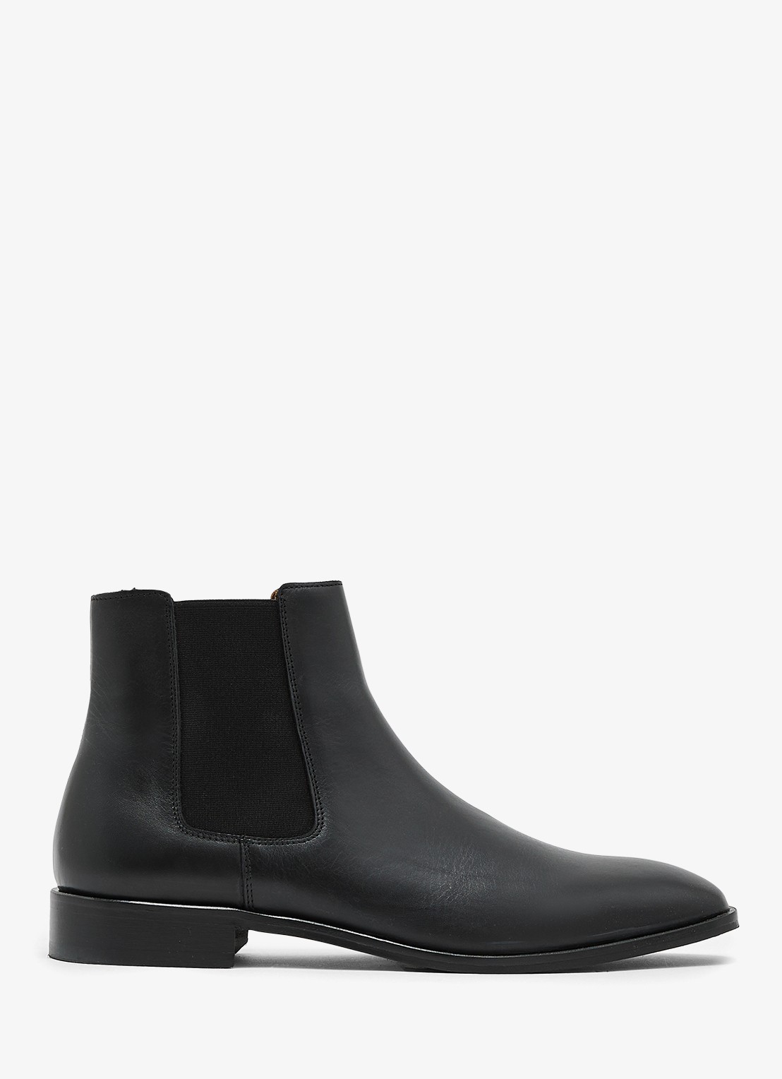 Reiss Elba chelsea boot van leer - voorkant 4 black / zwart