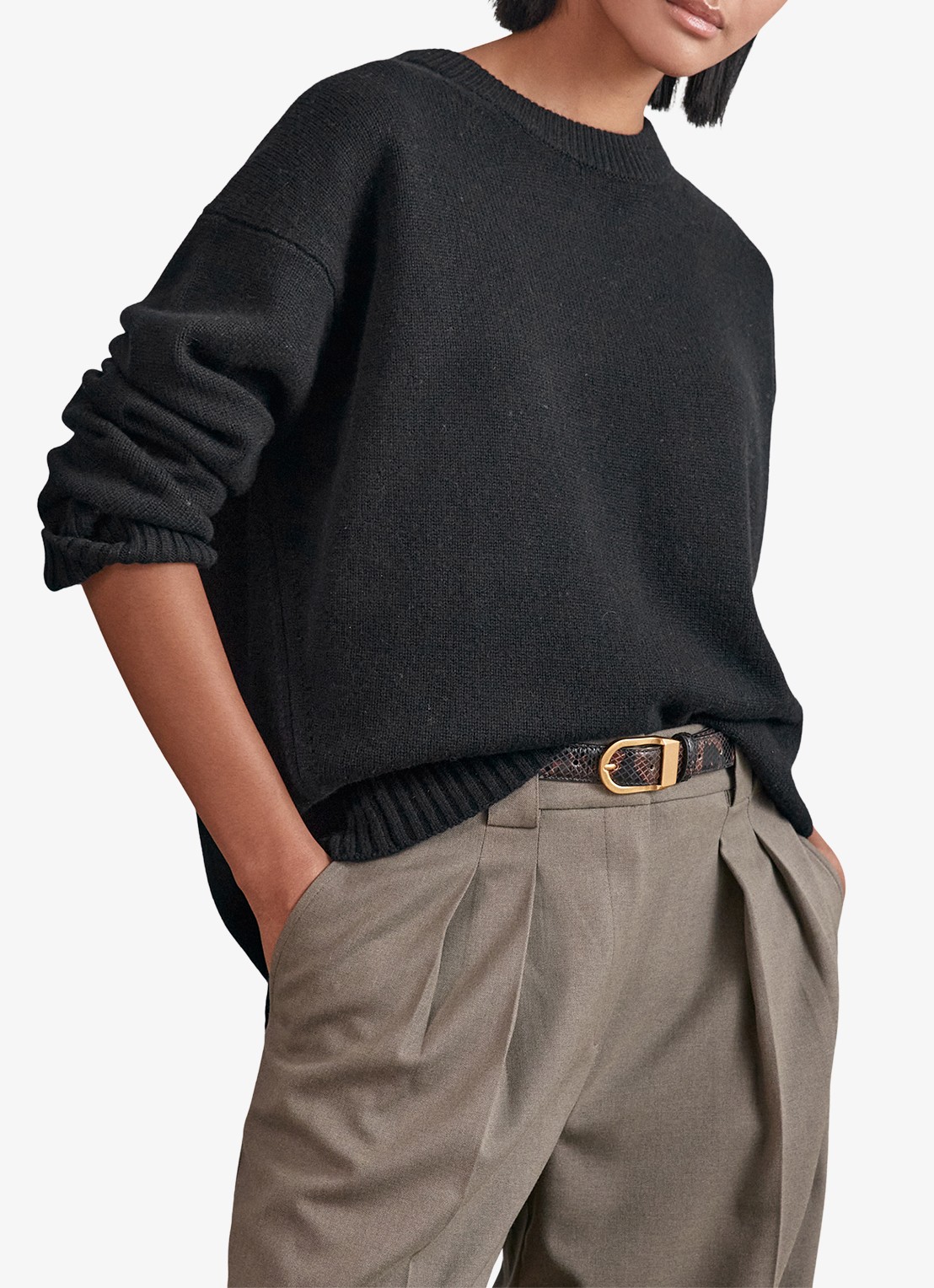 Reiss Ella fijngebreide trui in wolblend - detail black / zwart