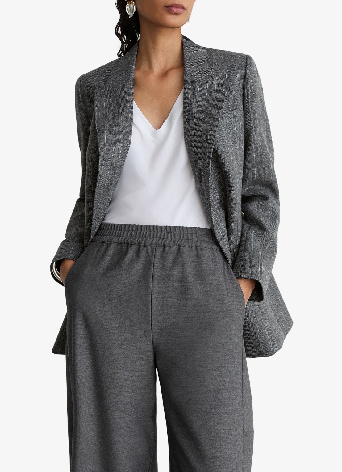 Reiss ELLE high waist straight fit pantalon met steekzakken  - detail 2 grijs