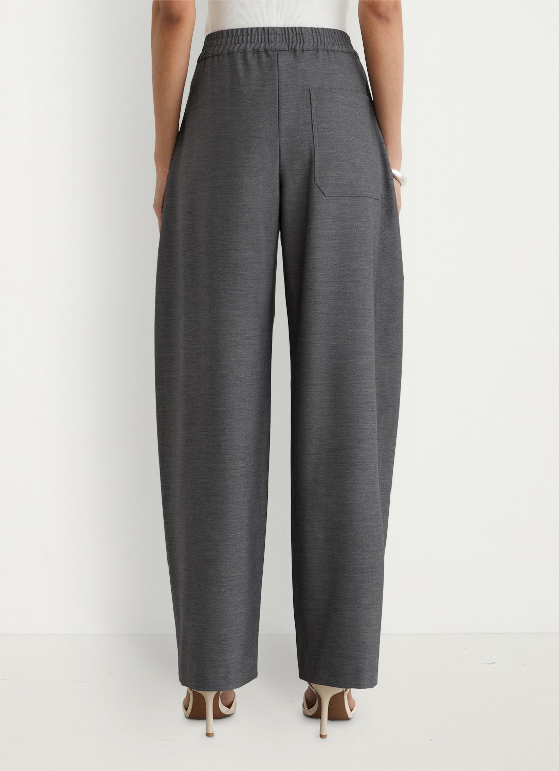 Reiss Elle high waist wide fit pantalon met gemêleerd dessin - achterkant 3 grijs