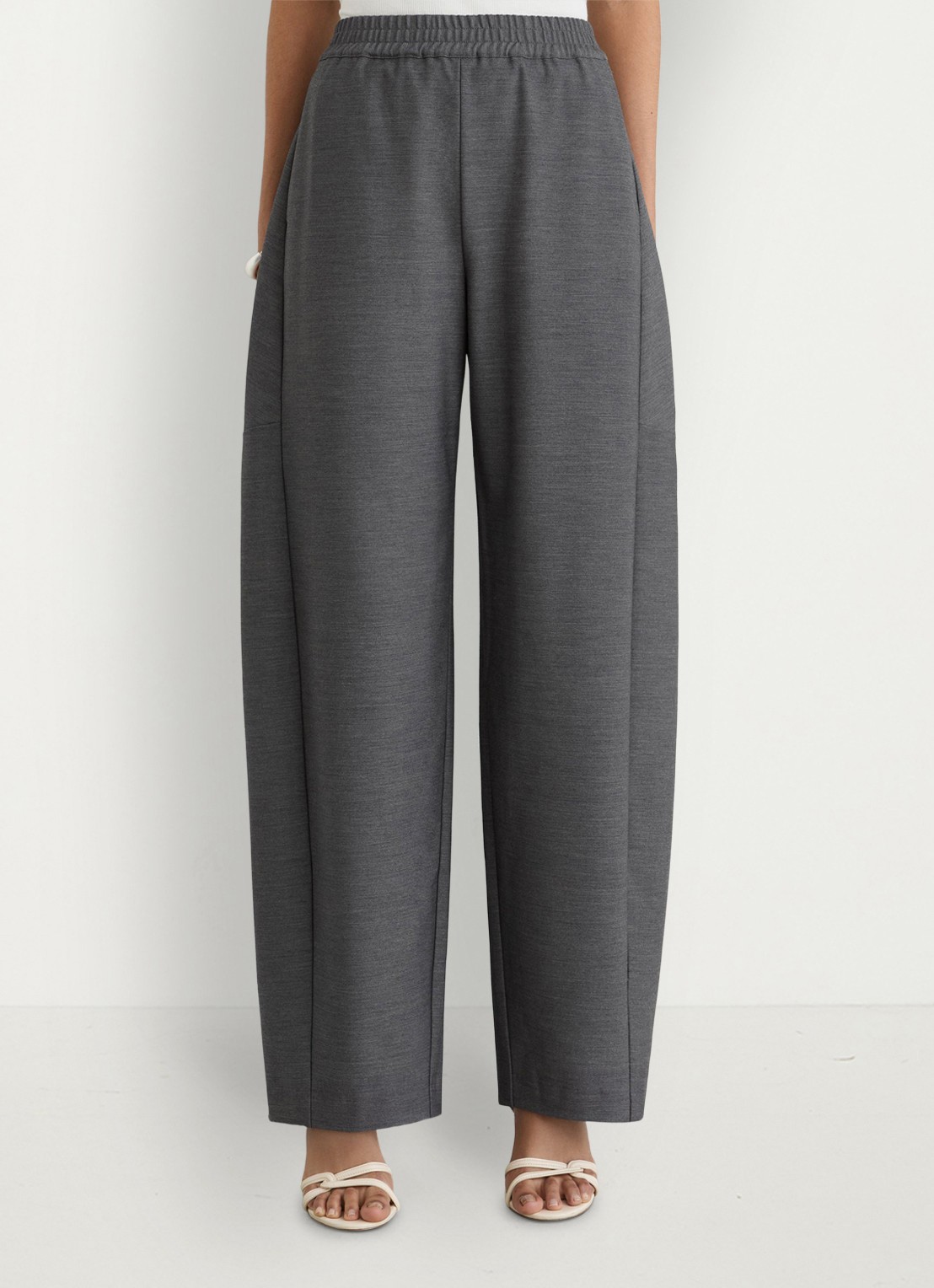 Reiss Elle high waist wide fit pantalon met gemêleerd dessin - detail 4 grijs
